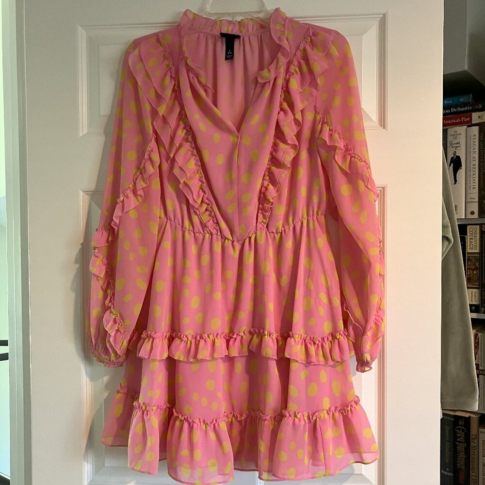Trendy Pink and Yellow Polka Dot party or Cocktail Dress